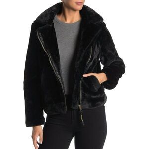 Juicy Couture Black Label Faux Fur Moto Jacket - Size Large